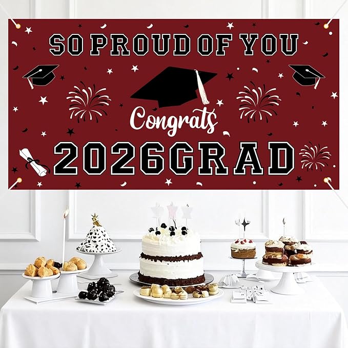 Graduation Decorations 2026 Maroon Graduation Banner 66.1" x 33.8" Graduation - Image 6