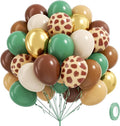 60pcs Safari Balloons, Sage Green Coffee Brown Light Brown Nude Sand White by Vicduotex