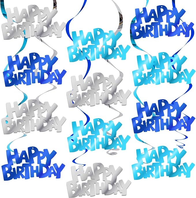 BEISHIDA 12 Pcs Happy Birthday Hanging Swirl Decorations, Kids Frozen Undersea by Beishida