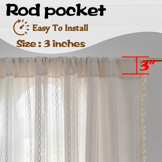 Sutuo Home Boho Curtains for Bedroom Living Room 84 Inches Long, Semi-Blackout - Image 5