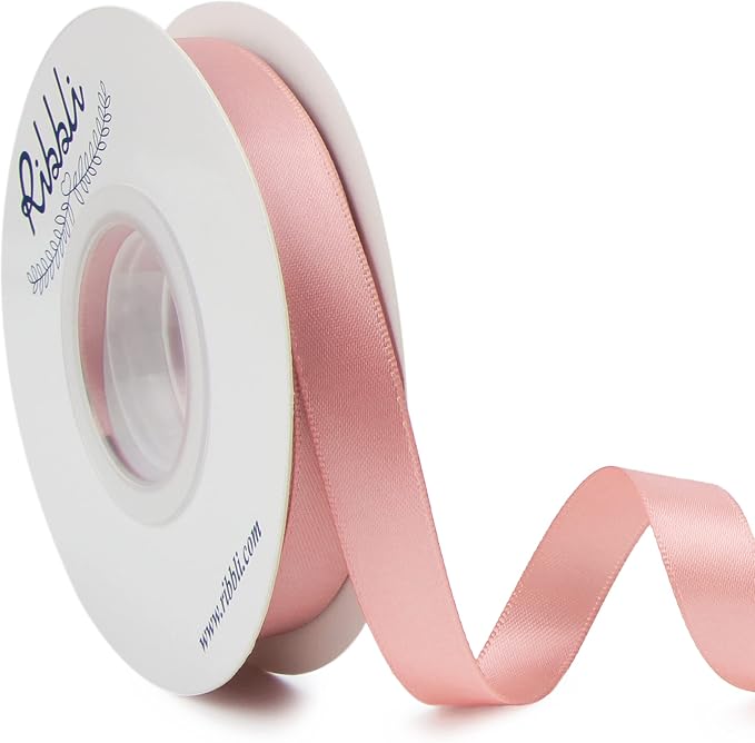 Ribbli Rose Gold Double Faced Satin Ribbon, 1/2 Inch x Continuous 25 Yards by Ribbli