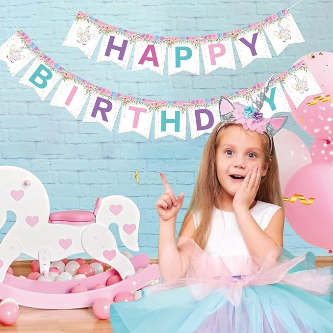 Unicorn Birthday Decorations Unicorn Happy Birthday Banner Garland - Image 5