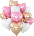 Pink White Heart Balloons, 18Inch White Rose Gold Helium Polyester Film Balloon by Adorely
