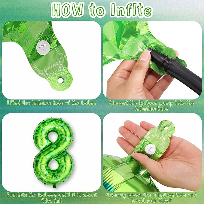 40 Inch Green Pixel Number 8 Balloon, Lime Green Large Foil Number Balloon 8th - Image 4