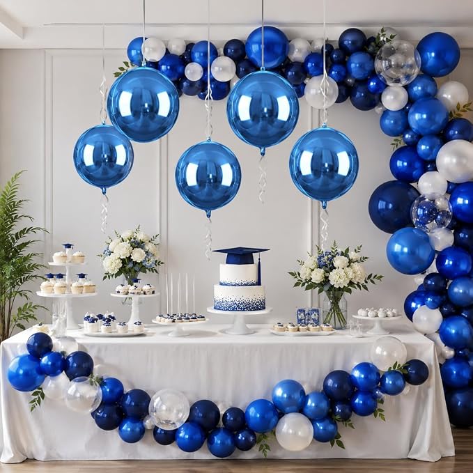 Dark Blue Balloons Foil, 22Inch Metallic Blue Balloons, Big Round Ball Balloon - Image 5