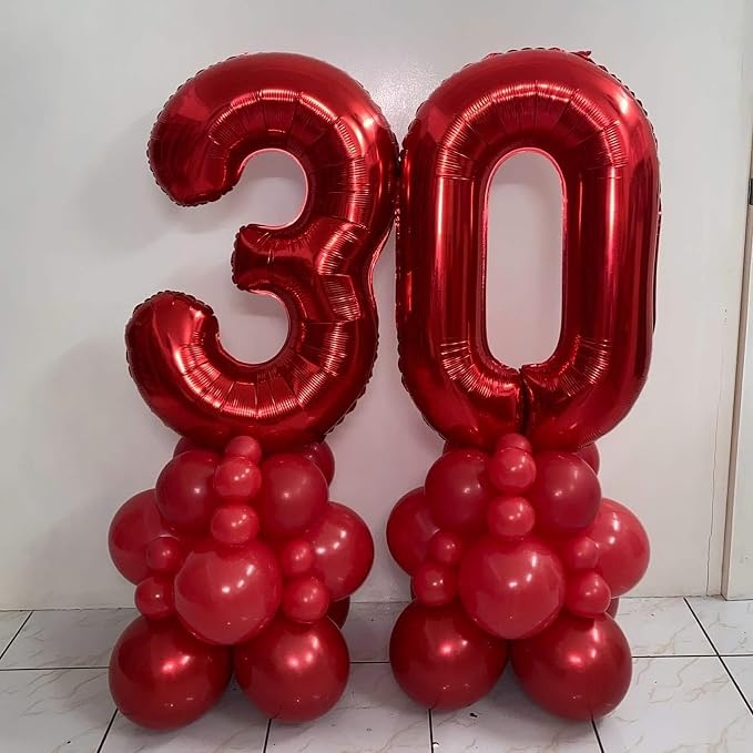 40 Inch Red 20 Number Balloons Giant 20 Balloons Red Birthday 20 Balloons 20th - Image 5