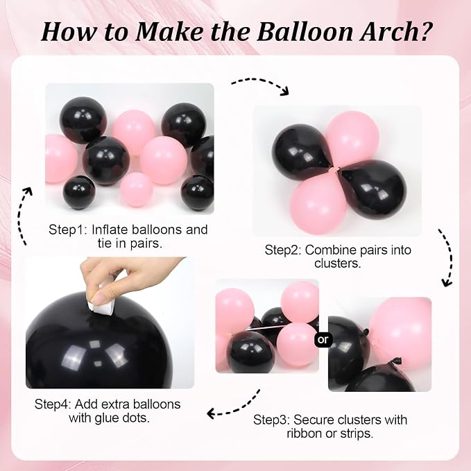 155pcs Pink and Black Balloon Arch Kit - Image 3