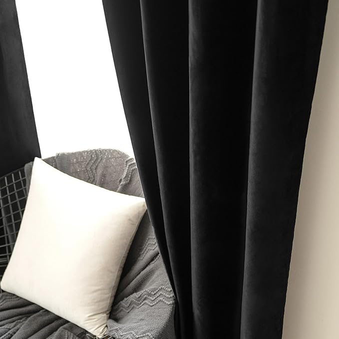 MIULEE Velvet Curtains Halloween Black 52 x 84 Inch Length Set of 2 | Grommet - Image 6