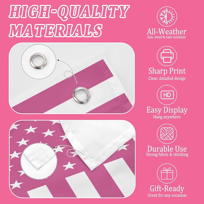 Custom Pink American Flag 3x5 Ft Outdoor, Personalize Print Your Own - Image 5