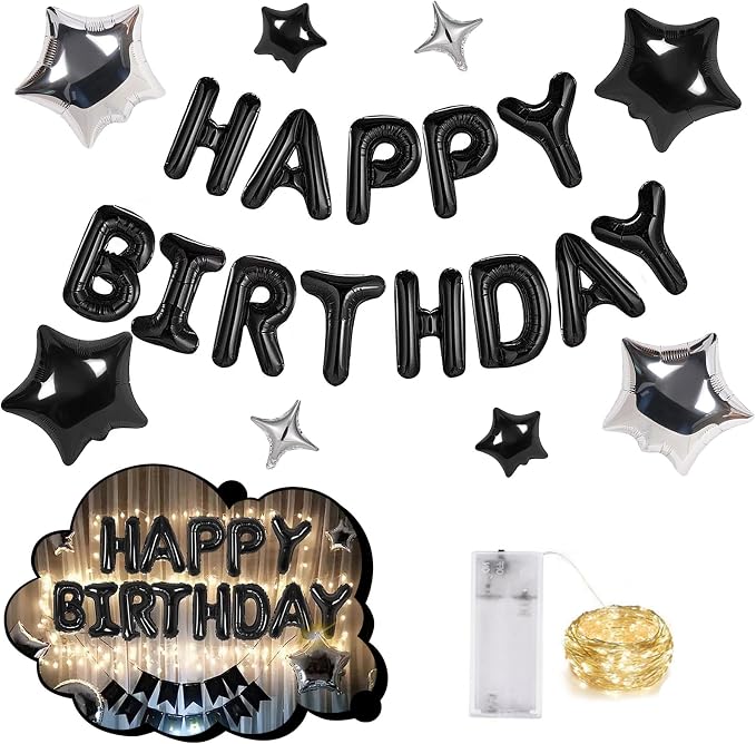 CANREVEL Happy Birthday Banner Decorations + 8Pcs Star Balloons, by CANREVEL