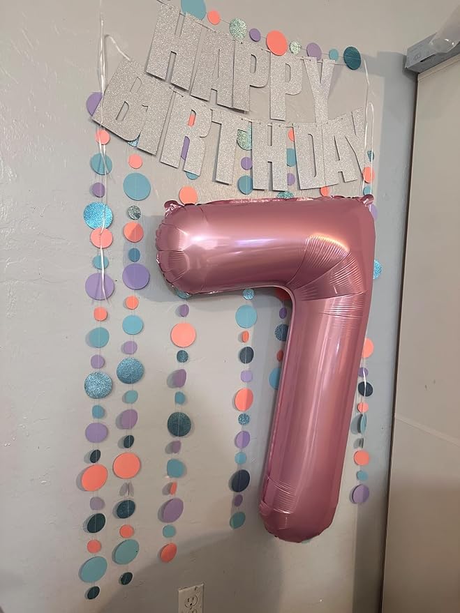 7 Balloon Numbers Birthday Decorations, 40In Pink Balloons - Image 3
