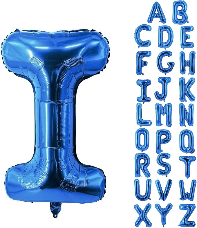 Letter Balloons 40 Inch Blue Giant Alphabet Balloons Letter I | Foil Mylar Big by YUNSHANGMO