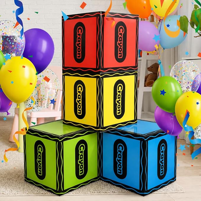 Denylo pro 4 Pcs Back to School Crayon Balloon Box Decoration Large Crayon Boxes by Denylopro