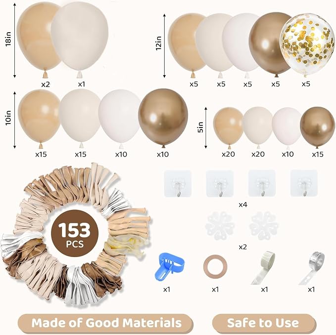 Amandir 153pcs White Sand Balloon Garland Arch Kit Different Sizes | 18 12 10 5 - Image 2