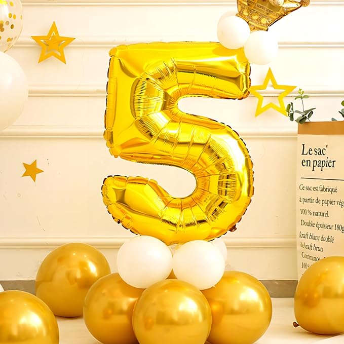 Gold Number Balloons Birthday Balloons - Image 3
