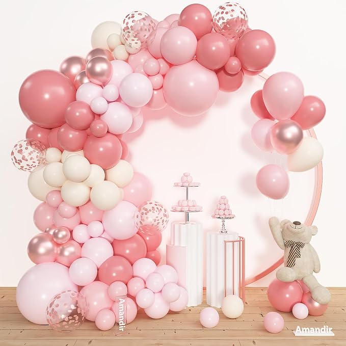 Amandir 153pcs Dusty Pink Balloon Garland Arch Kit Different Sizes | 18 12 10 5 - Image 2