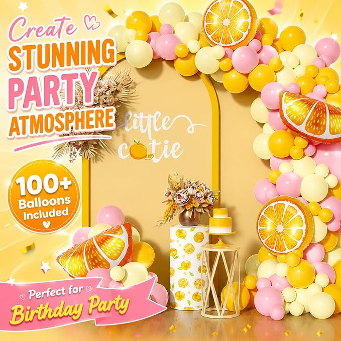 143Pcs Lemon Pink and Yellow Balloon Arch Kit, Lemonade Birthday Decor | - Image 8