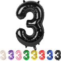 3 Balloon Numbers Party Decorations, 40In Black Balloons by Mluchee