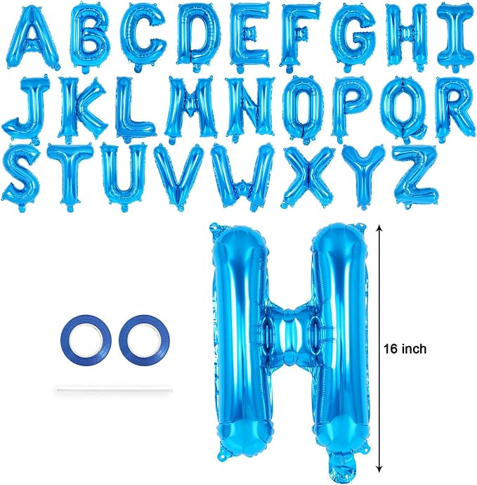 26 Pcs Blue Letter Balloons, 16 Inch Foil Alphabet Letter Balloons, Letter A-Z - Image 2