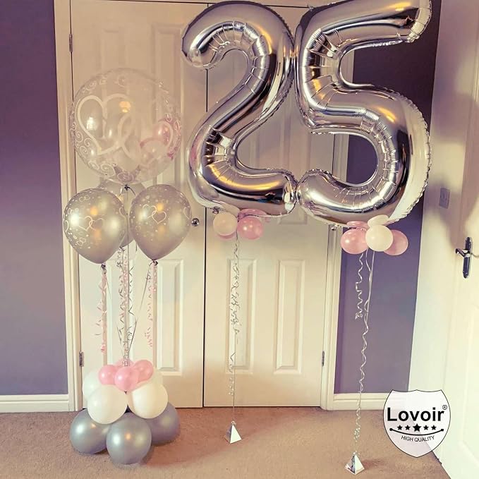 Silver 26 Number Balloons, 40 Inch Giant Number 26 Balloons Foil Mylar Helium - Image 5