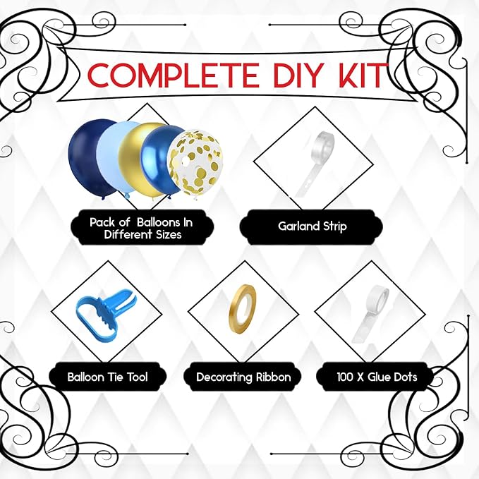 Archloon Blue Balloon Arch Kit, Macaron blue Balloons and Gold Confetti - Image 2