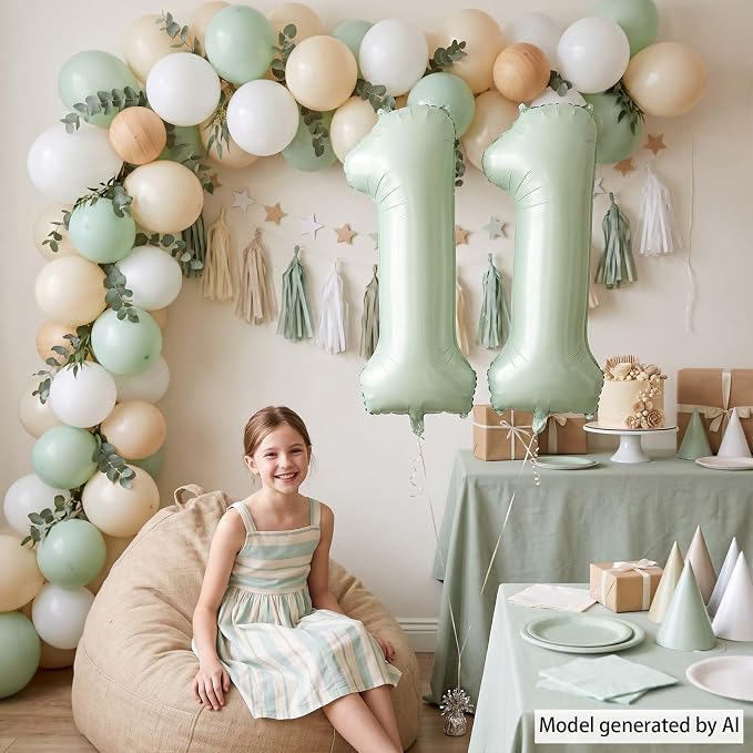 Olive Green Number 11 Balloon 40 Inch, Wall Display - Image 2
