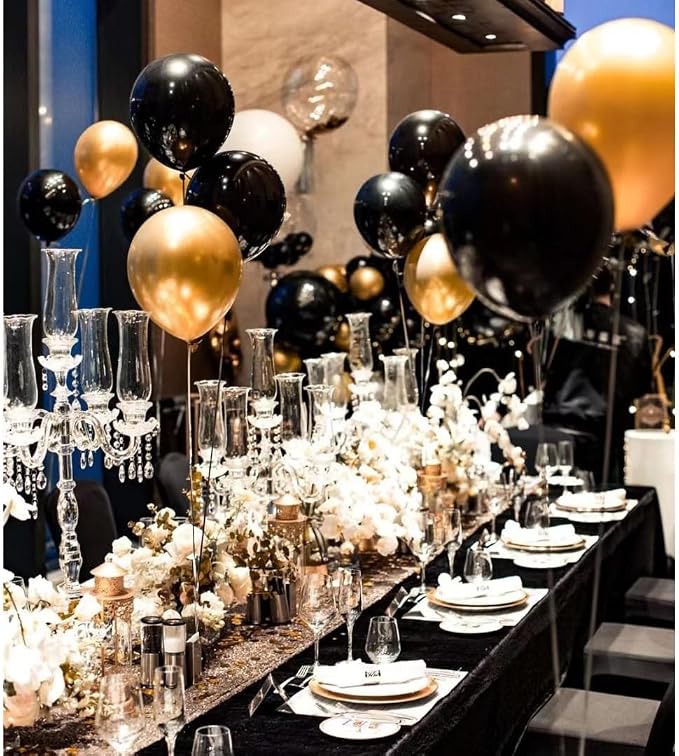 Black and Gold Balloons, Graduation, Retirement, Anniversary, New Year - Image 4