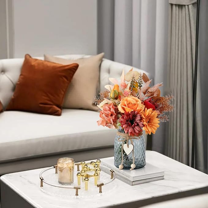 Leftover Fake Fall Flowers in Vase, Fall Silk Flower Arrangements, Fall - Image 8