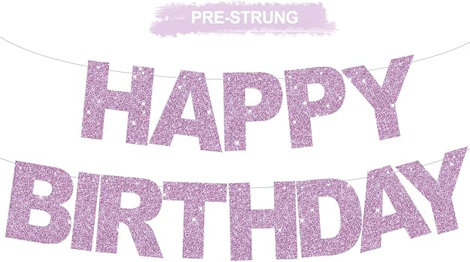BEISHIDA Pre-Strung Light Purple Happy Birthday Banner Party Sign Decor | by Beishida