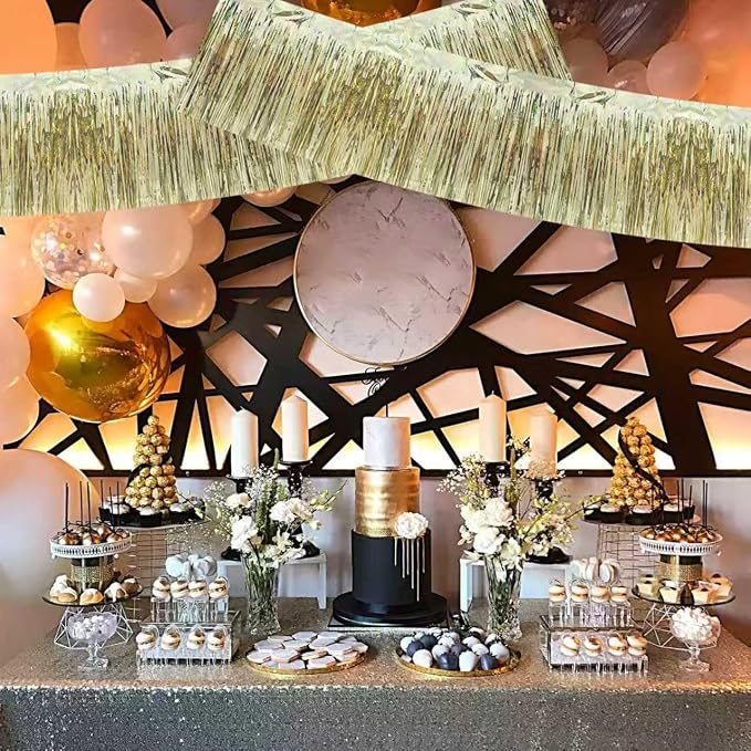 BEISHIDA Laser Champagne Fringe Garland Banner Wall Tinsel Foil Streamers | - Image 6