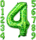 40 Inch Green Pixel Number 4 Balloon, Lime Green Large Foil Number Balloon 4th by Unknown