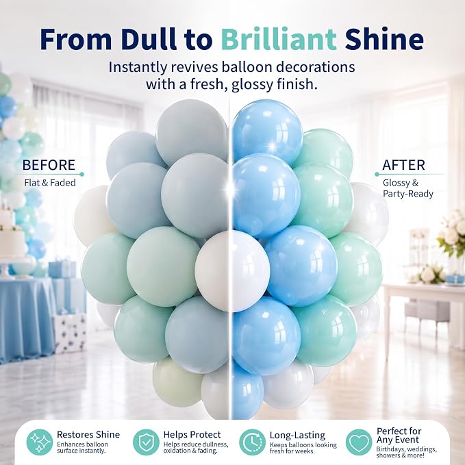 Balloon Shine Spray for Parties：15 oz Odorless Finish Balloons | Instant - Image 3
