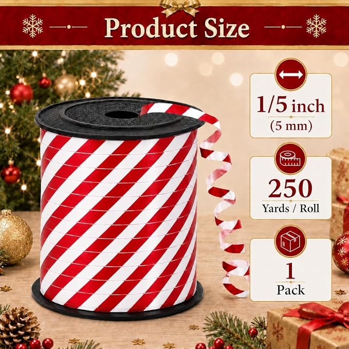 BEISHIDA 250 Yards Red and White Curling Ribbon Balloon String, Balloon Ribbon - Image 3