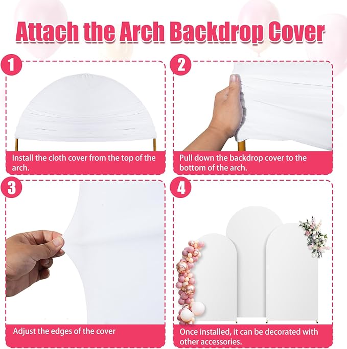 6FT Arch Backdrop Stand and White Cover Set, Wedding Arch Backdrop Stand | - Image 7