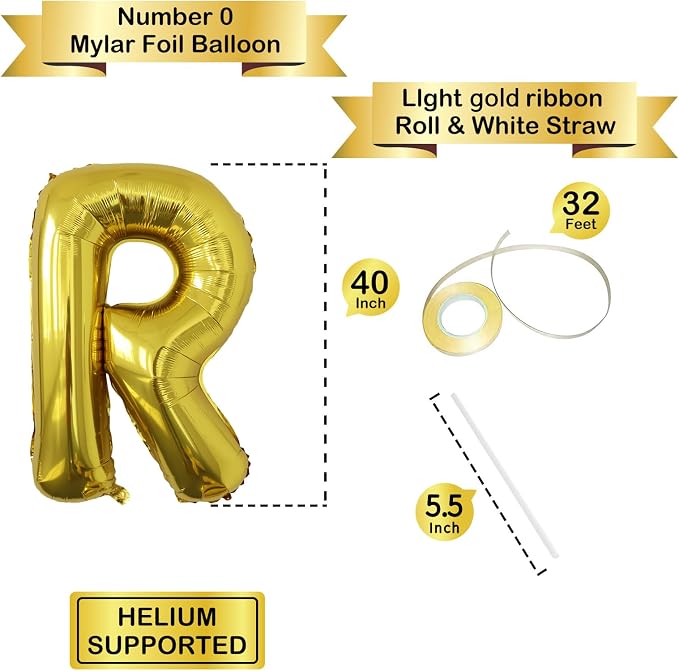 Letter Balloons Gold Party Balloon - Image 3