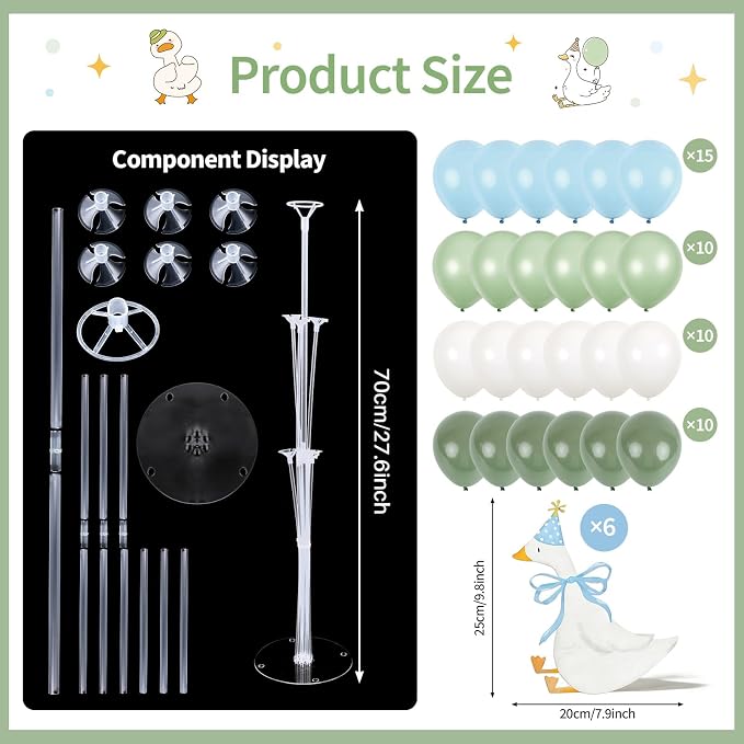 6 Sets One Silly Goose 1st Birthday Decoration Goose Balloon Stand Kit Baby - Image 2