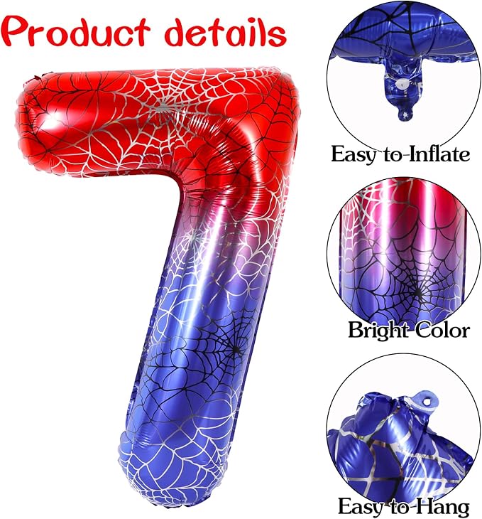 40 Inch Red Blue Number 7 Balloon - Image 3