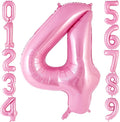 Pink Number 4 Balloon 40 Inch, Big Large Foil Helium Number Balloons, Jumbo by AIQINHU