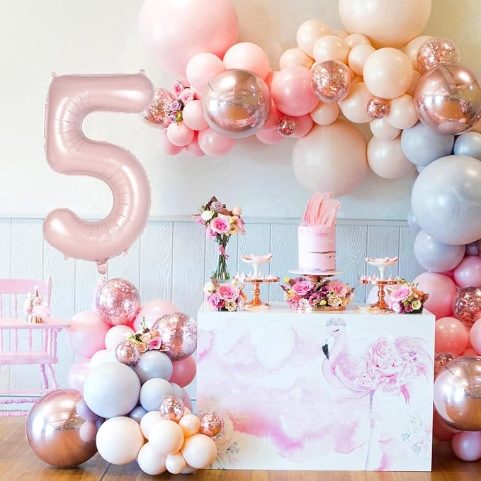 Light Pink Number 25 Balloon, 40 Inch Giant Mylar Number Balloons, Large Foil - Image 4
