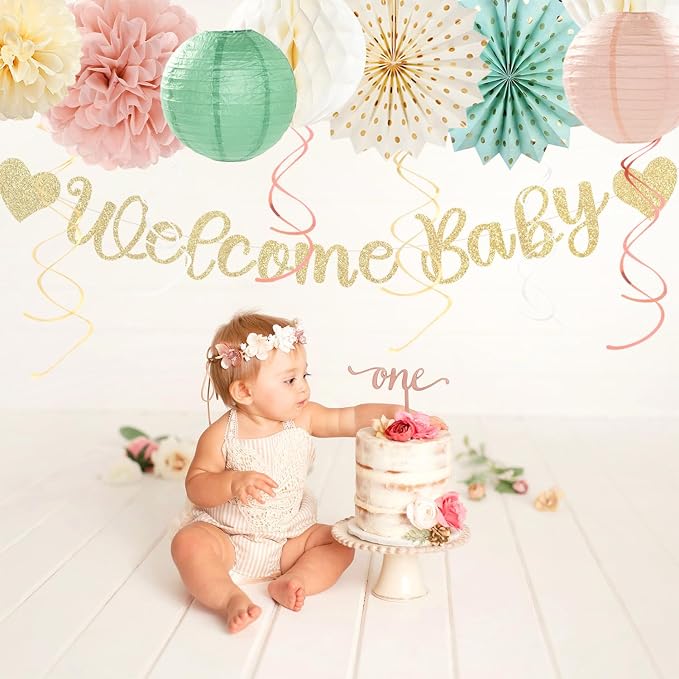 Sage-Green Blush-Beige Baby Shower Party-Decorations - Image 6
