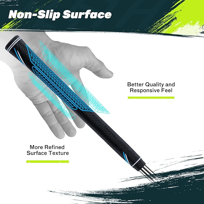SAPLIZE High-performance Rubber Golf Grips 13 Pack, High Shock Absorption, Non-slip, Choose from 13 Grips with 15 Tapes or Full Regripping Kit, Std/Mid/Jumbo, CC10 Series