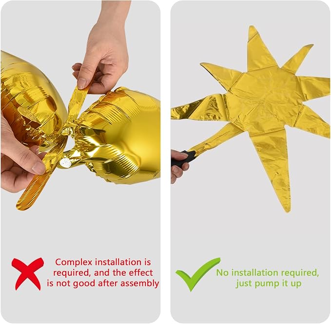 TONIFUL 8 Pcs Explosion Star Balloons Purple Gold Foil Balloon Party Decor | 22 - Image 3