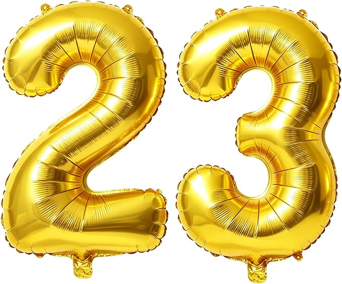 40 Inch Number 23 Balloons for 23rd Birthday Party Decorations, 0-100 Gold by FOBELEC