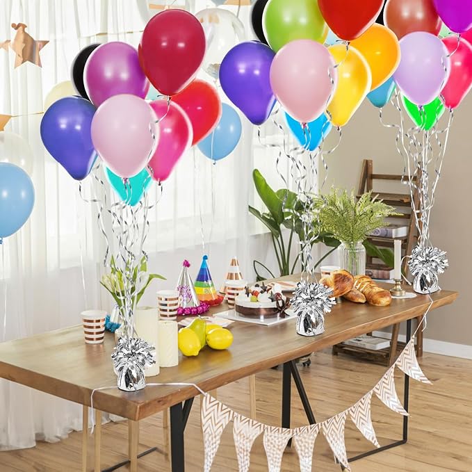 Frcctre 24 Pack Balloon Weights Metallic Silver Anchors Balloon Holder Foil - Image 5