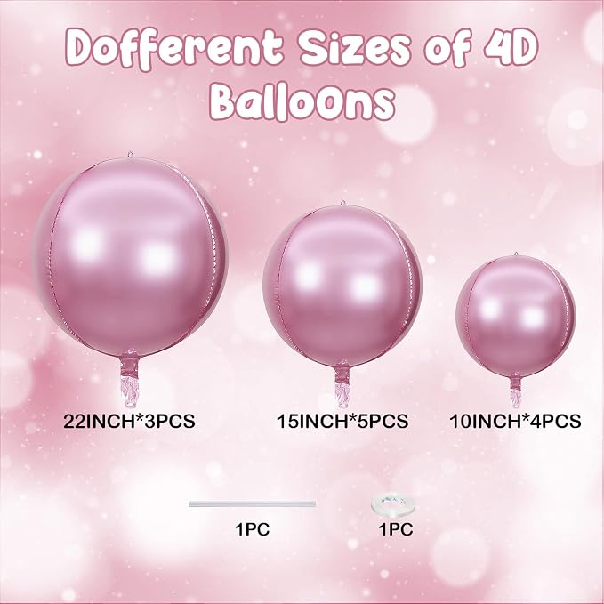 HILAVO 12PCS Pearl Pink Round Foil Balloons - Image 2