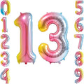 40 Inch Rainbow Foil Number 13 Balloon by TNCDJKPA