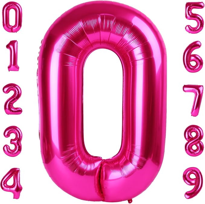 0 Balloon Number 40 Inch Hot Pink Balloons by Mluchee