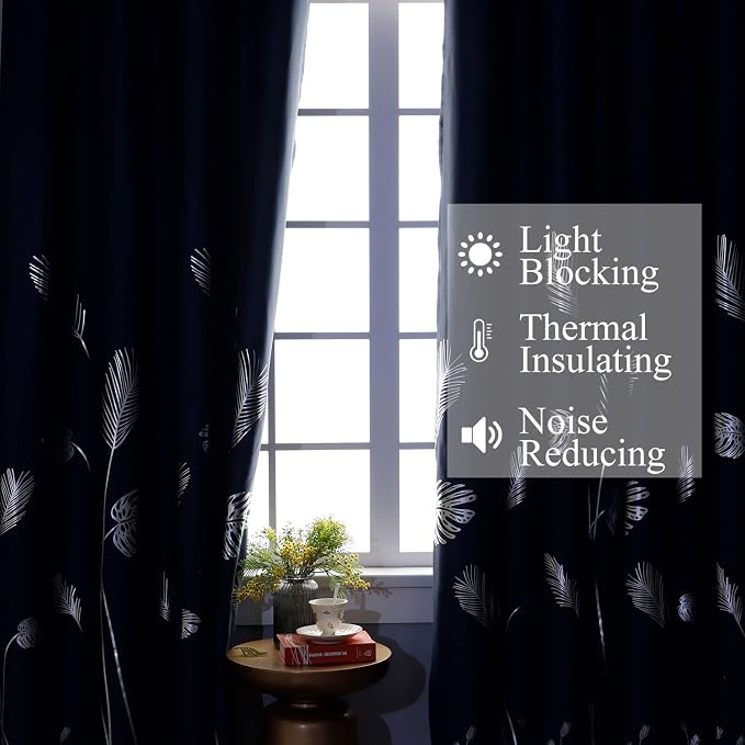 Blackout Curtains with Silver Palm Tree Thermal Insulated Elegant Natural Leaf - Image 6