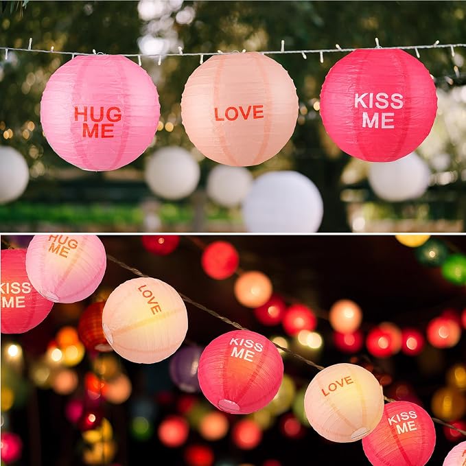 Panelee 12 Pcs Valentine's Day Party Decorations Paper Lanterns Conversation - Image 7