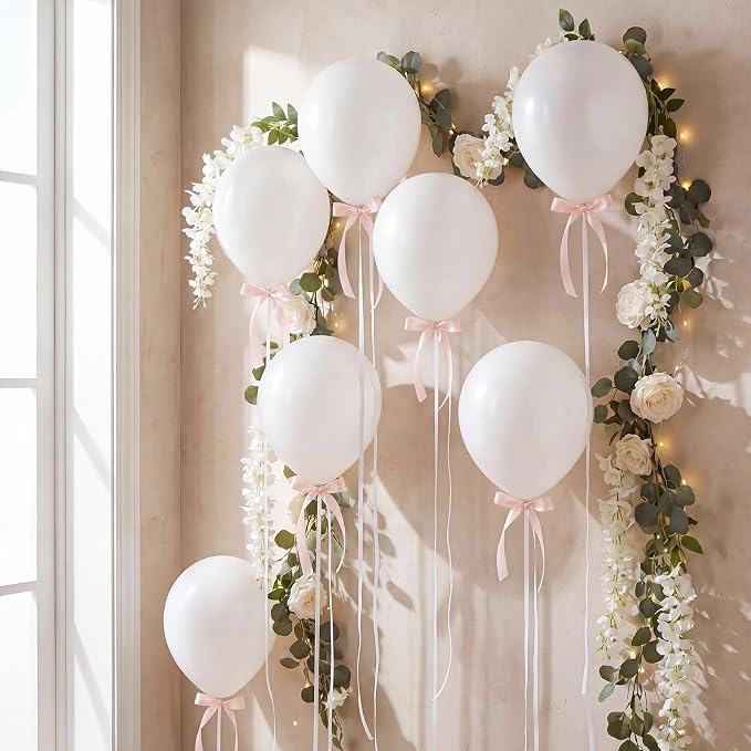 Gejoy 63 Pcs Ceiling Balloons Kit 12'' Pearl White Balloons - Image 5